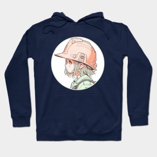 Construction Worker Girl Original Illustration in Anime Style Hoodie